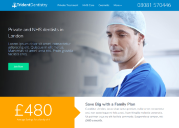 Screen-shot of Trident dentistry website